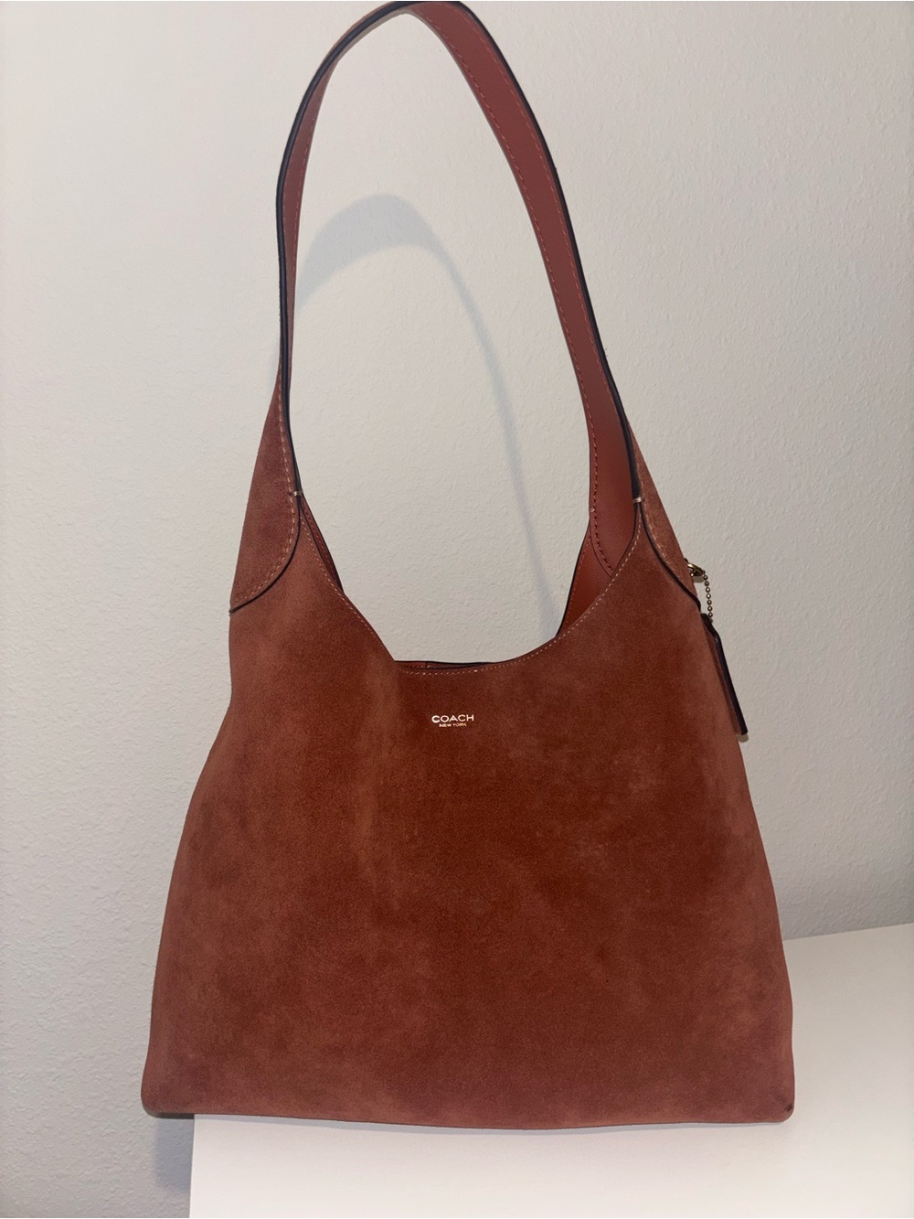 Coach Suede Shoulder Bag 34 in terracotta